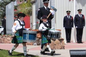 Youth drummers performing at a FireFighter Memorial Service.