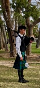 Bagpiper at solo piping contest