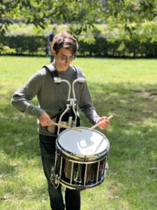 Youth snare drummer practicing.