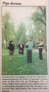 Pipe Band performing at Lander City Park on Oct 11, 2001