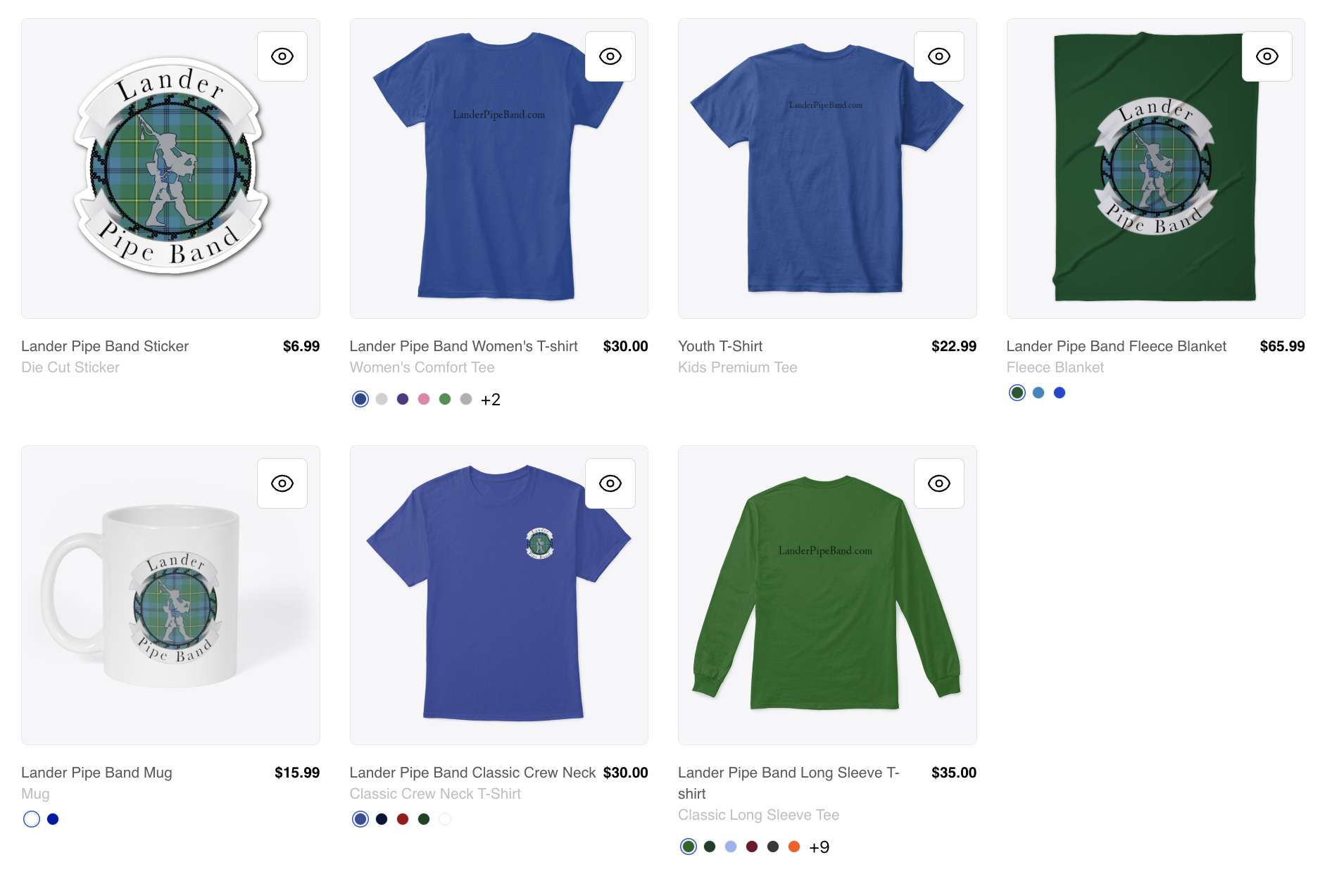 Lander Pipe Band Merchandise